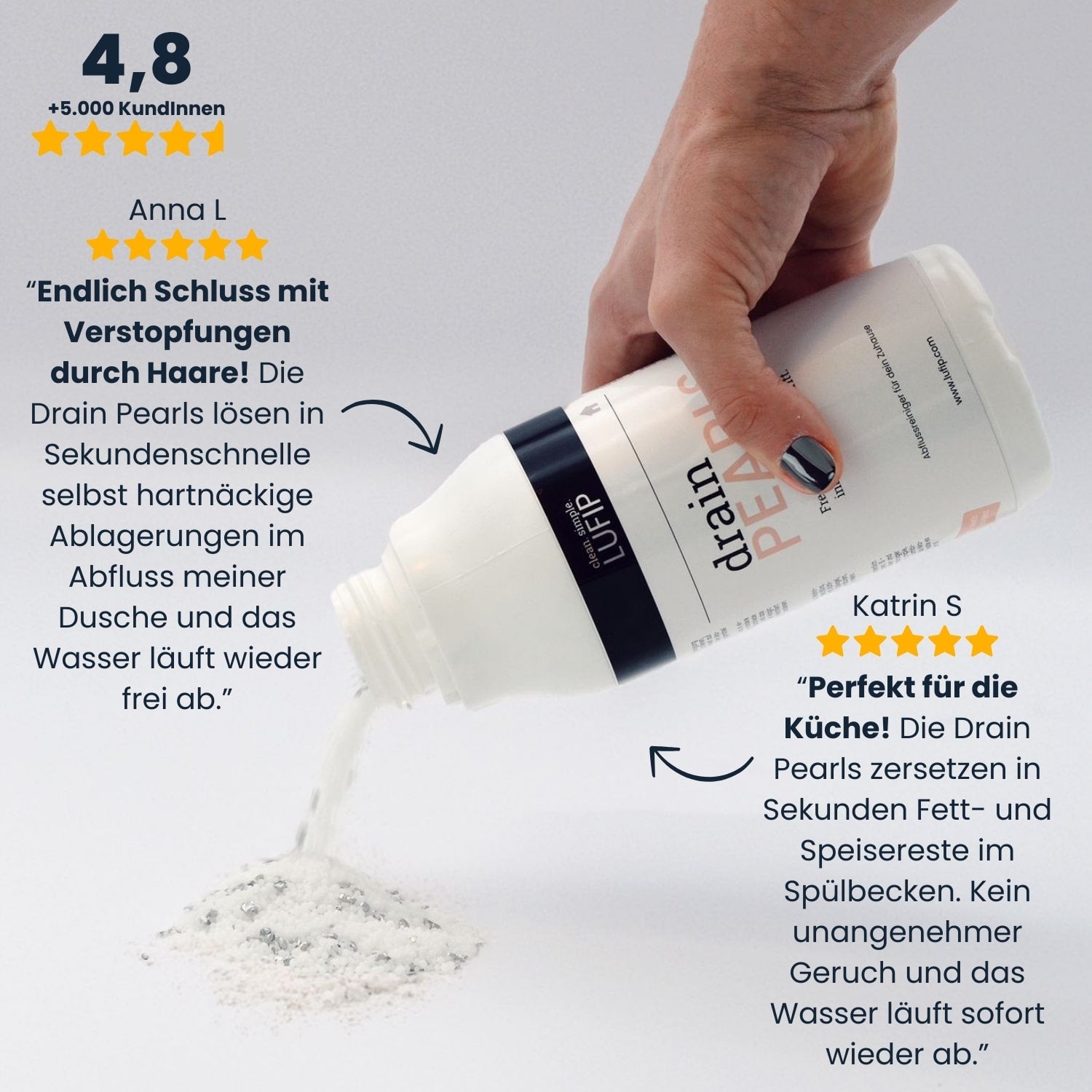 Drain Pearls: Lösen Ablagerungen & Haare in Sekunden! Ideal für Dusche, Spüle & Küche. Kein Geruch, freier Abfluss