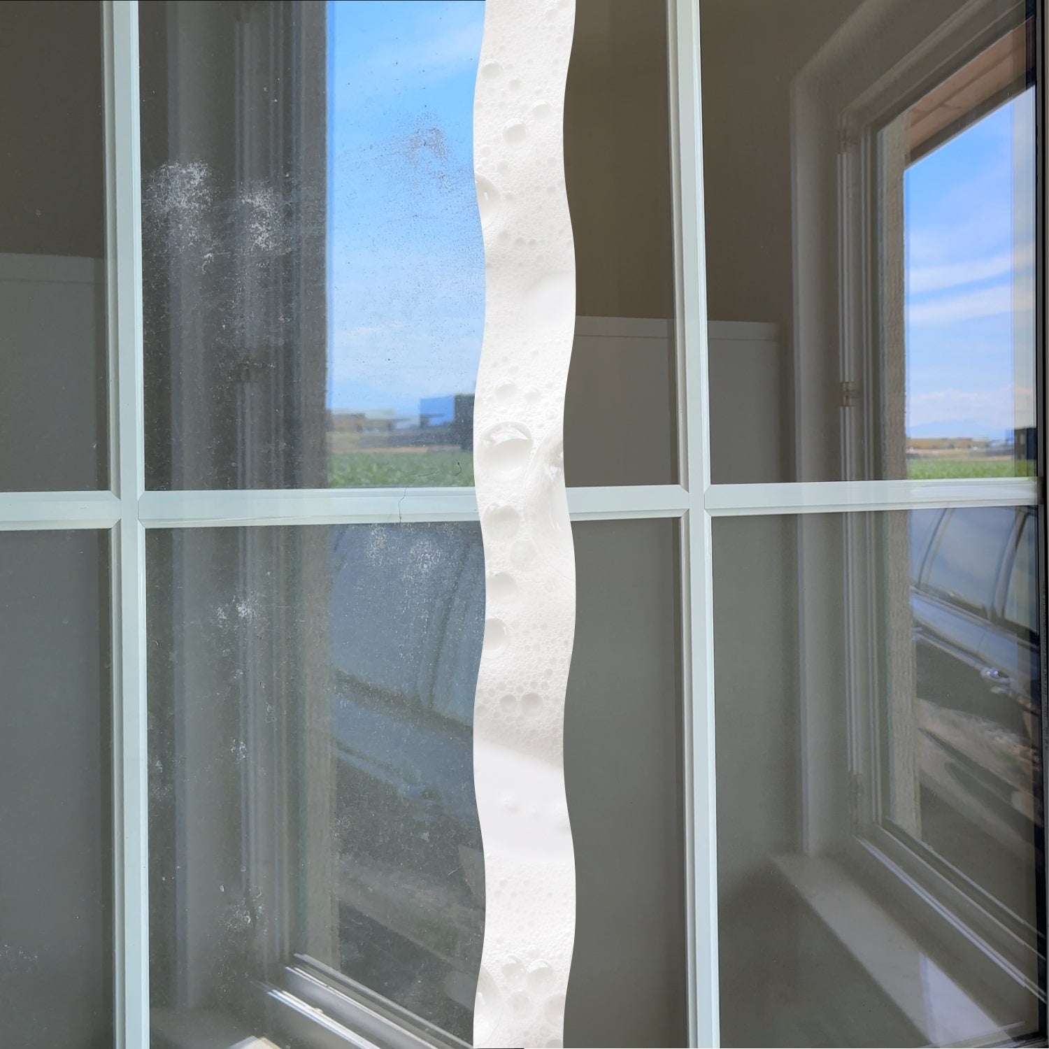 Magic Foam Vorher-Nachher | Streifenfreie Reinigung | LUFIP | Fensterfront