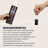 Magic Foam, Quick Fix & Magic Towel – die All-in-One Lösung für dein Zuhause. EU-Made, antibakteriell & nachhaltig verpackt.

