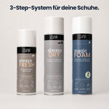 LUFIP Schuhpflege-Set mit Magic Foam, Always Dry und Always Fresh als 3-Step-System zum Reinigen, Schützen und Auffrischen von Schuhen.
