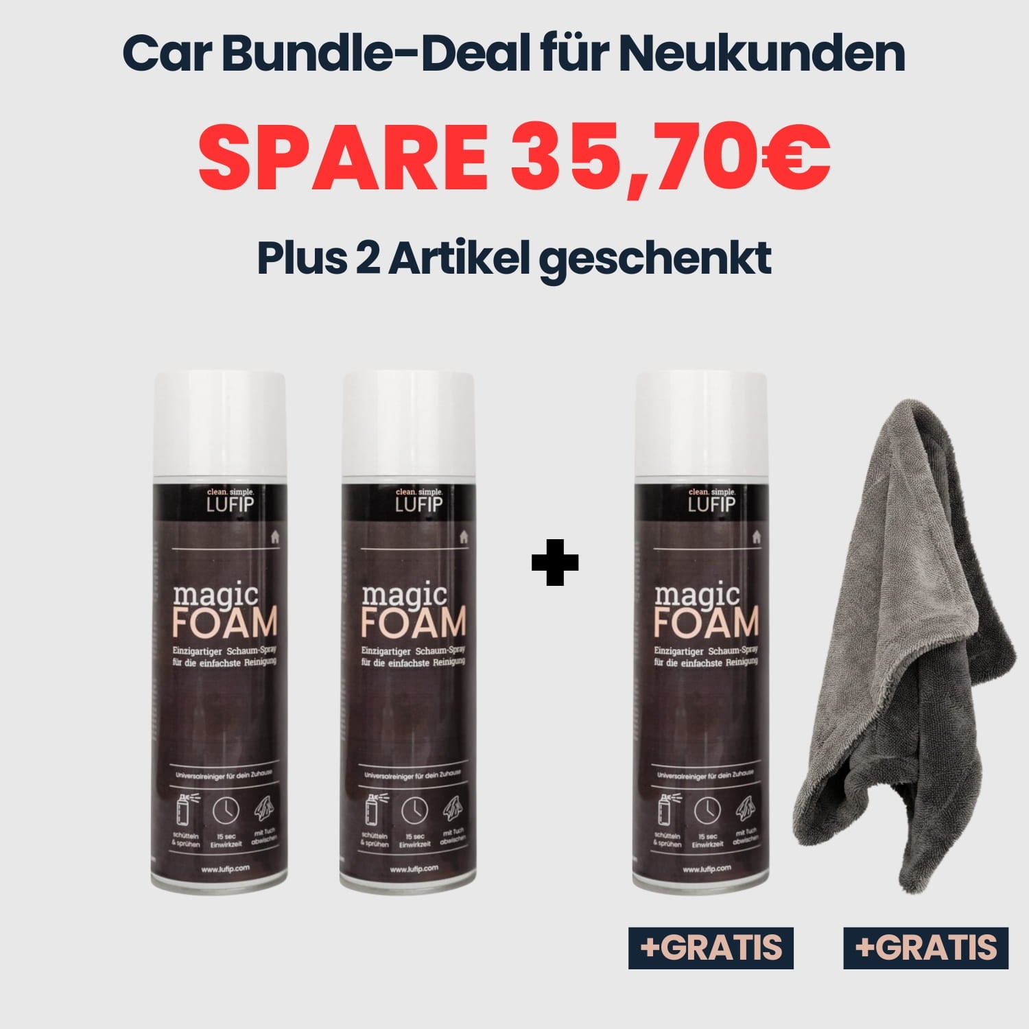 Magic Foam haftet auf Glasflächen, löst Schmutz und sorgt für klare Sicht – einfach aufsprühen und abwischen.