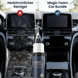 Vorher-Nachher Vergleich eines Auto-Displays mit LUFIP Magic Foam Aktivschaumreiniger im Car Bundle