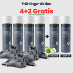 Großpackung Magic Foam Aktivschaum Reiniger mit Apfelduft im 4 plus 2 gratis Set für maximale Reinigung im Haushalt.