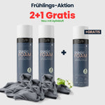 Magic Foam Aktivschaum Reiniger Apfelduft im 2 plus 1 gratis Set inklusive Mikrofasertücher für Haushalt und Küche.