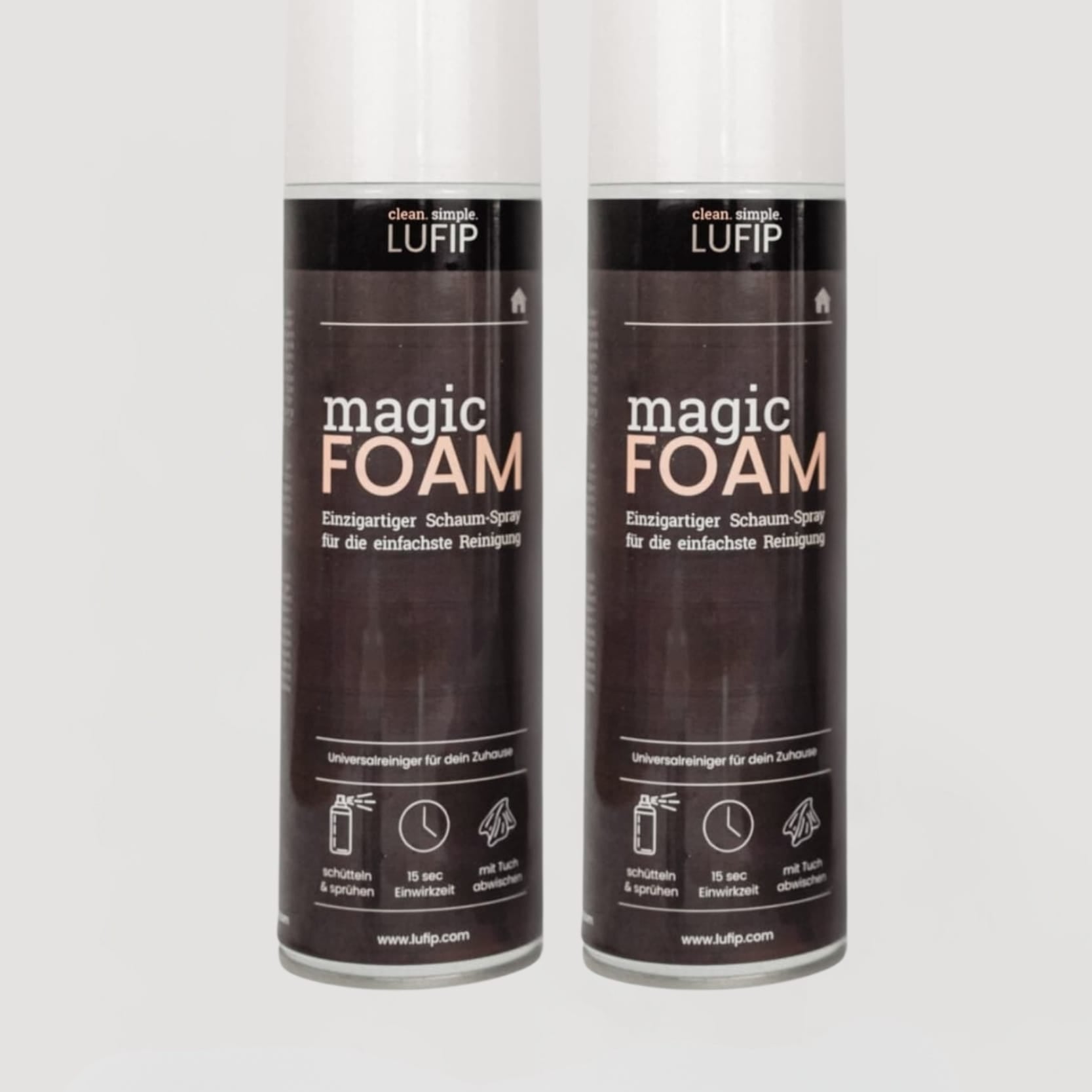Entdecke LUFiP Magic Foam – das leistungsstarke Schaum-Spray für dein Zuhause. In nur 15 Sekunden Einwirkzeit löst es hartnäckigen Schmutz auf allen Oberflächen (Küche, Bad, Polster & mehr). Jetzt online bestellen und mühelos reinigen!