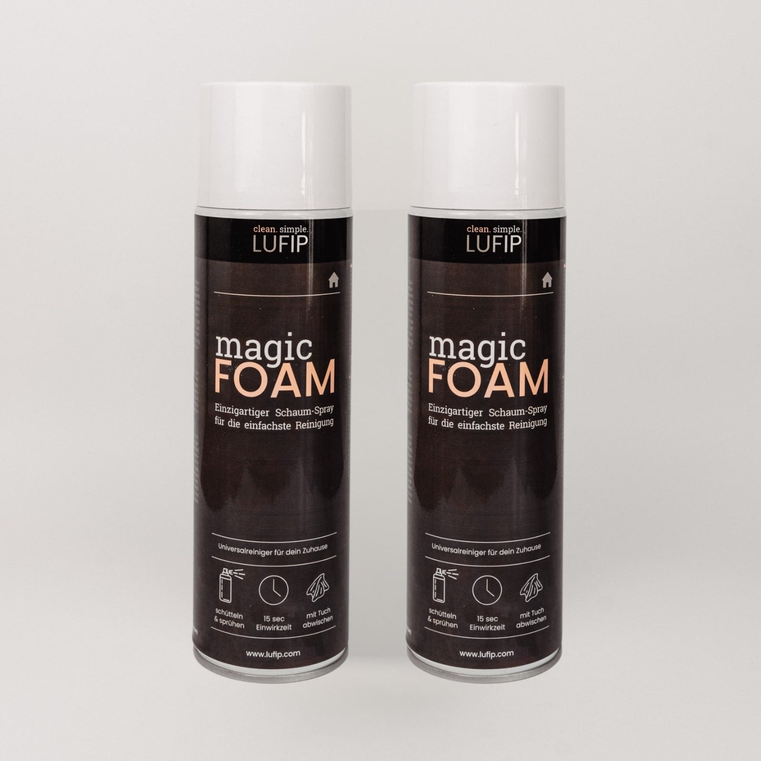 Magic Foam im Duo: 2x leistungsstarker Aktivschaum für blitzschnelle, streifenfreie Sauberkeit – für alle Oberflächen geeignet.