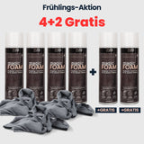Magic Foam Frühlings-Aktion mit 4+2 Gratis Angebot. Sechs Dosen Magic Foam Aktivschaum zur Reinigung von Fett, Schmutz und Fingerabdrücken auf vielen Oberflächen im Haushalt.