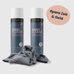 LUFIP Magic Foam Start Set mit 2 Dosen Magic Foam Aktivschaum und 1 Magic Towel Mikrofasertuch. Universalreiniger für Küche, Bad, Fenster, Auto, Motorrad und Fahrrad.