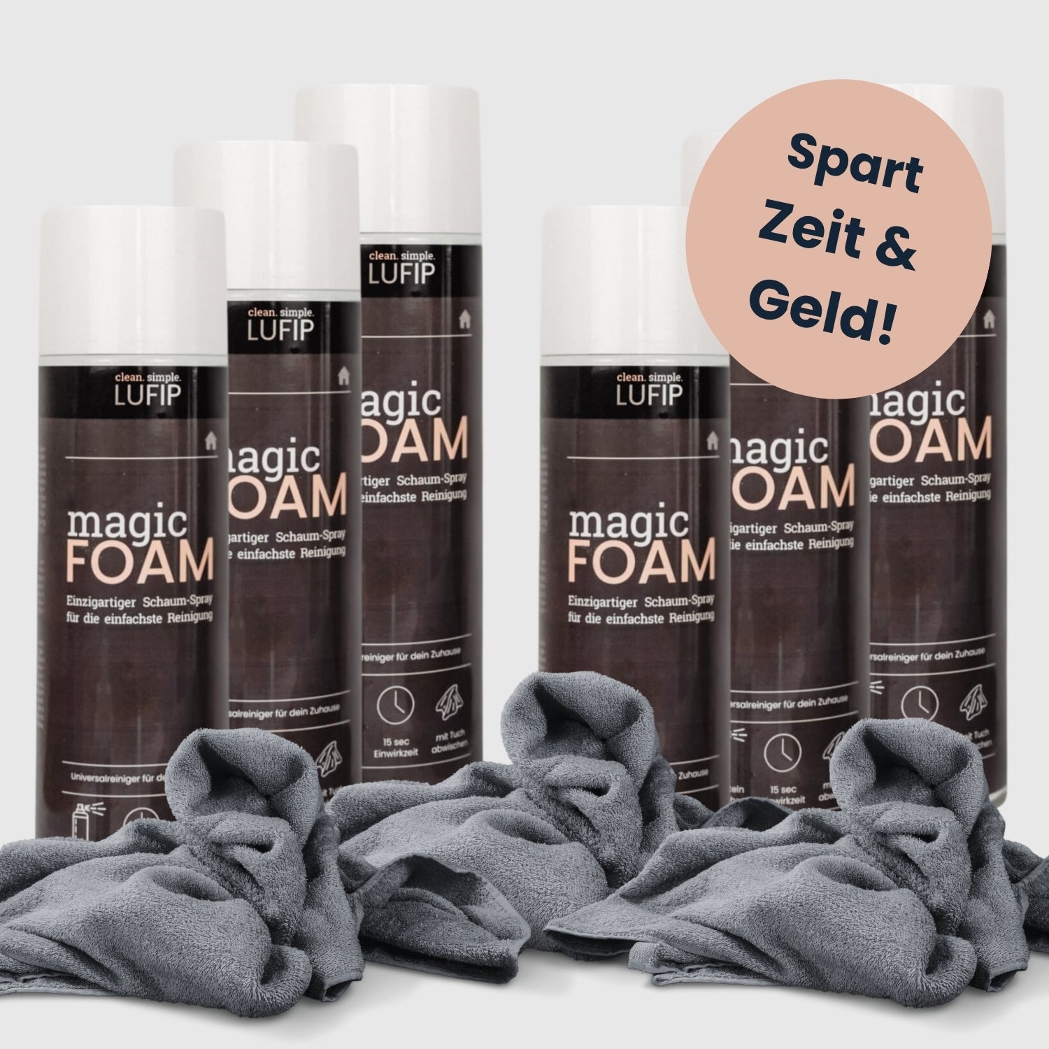 Magic Foam Vorteils Set: 6 Dosen Schaum-Power zum Vorteilspreis! ⚡ Spart Zeit & Geld bei jeder Anwendung. Für alle Oberflächen geeignet – einfach sprühen, abwischen & fertig! Inkl. gratis Magic Towel für streifenfreien Glanz. 🌟