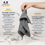 Über 5.000 Kundinnen schwören auf Magic Towel: Saugstark, vielseitig & streifenfrei – der perfekte Putz-Allrounder.
