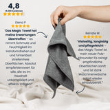 Über 5.000 Kundinnen schwören auf Magic Towel: Saugstark, vielseitig & streifenfrei – der perfekte Putz-Allrounder.